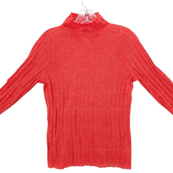 NWT MADEWELL Alpaca Blend Mock Neck Sweater Orange Ribbed Lightweight SMALL - Picture 2 of 5